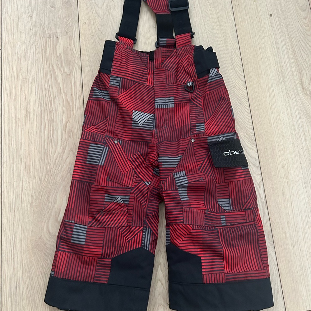 Obermeyer Kids Red and Black Patterned Overalls